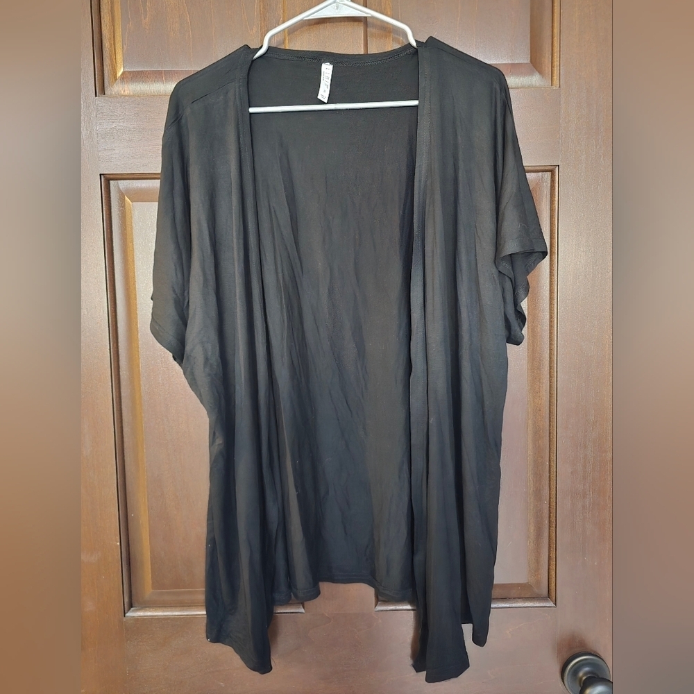 Eimin Lightweight Black Open Front Asymetrical Cardigan Oversized S